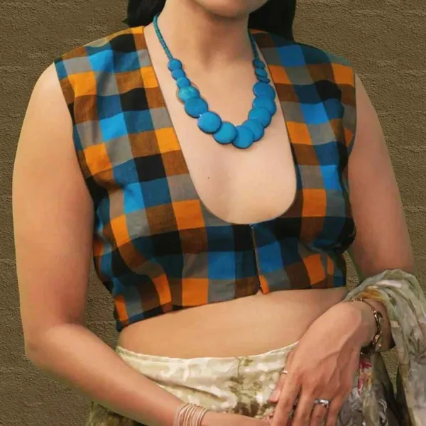 Multicolour_Rubik's_Cube_Handwoven_Ikkat_Cotton_Sleeveless_Blouse