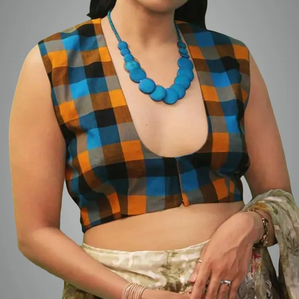 Multicolour_Rubik's_Cube_Handwoven_Ikkat_Cotton_Sleeveless_Blouse