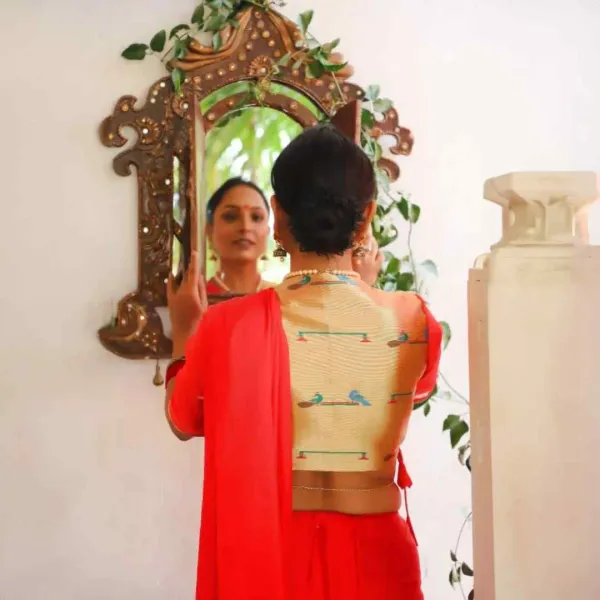 Red_Paithani_Silk_And_Pure_Cotton_Silk_Half_Sleeve_Blouse
