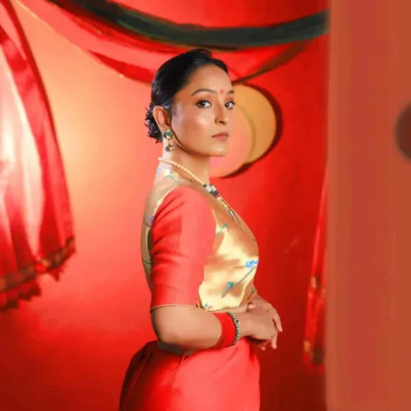 Red_Paithani_Silk_And_Pure_Cotton_Silk_Half_Sleeve_Blouse