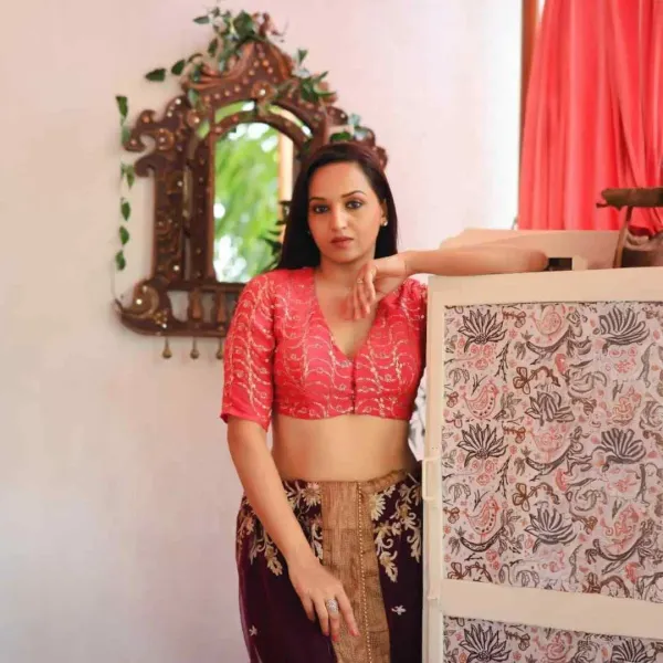 Rani_Chinon_Chiffon_Three_Fourth_Sleeve_Blouse