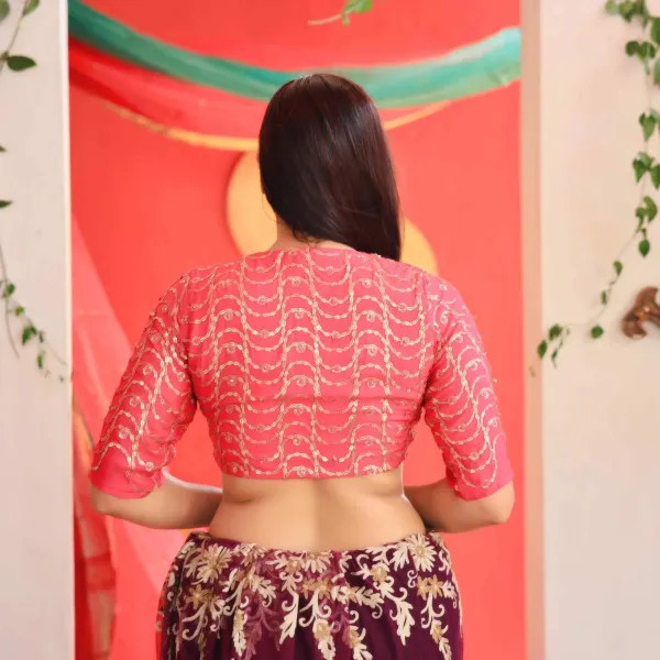 Rani_Chinon_Chiffon_Three_Fourth_Sleeve_Blouse