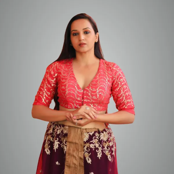 Rani_Chinon_Chiffon_Three_Fourth_Sleeve_Blouse