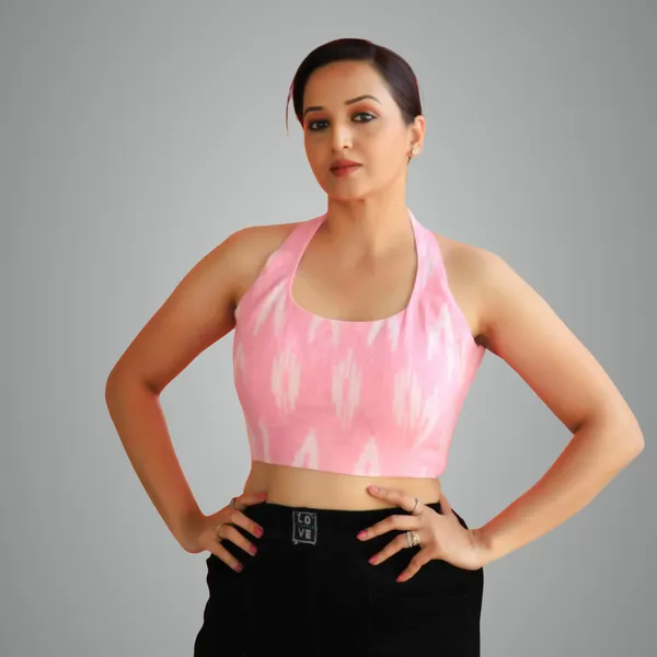 Pink_Pure_Ikkat_Cotton_Sleeveless_Blouse
