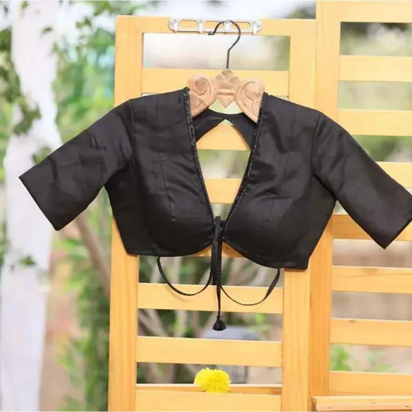 Black_Cotton_Raw_Silk_Half_Sleeve_Blouse