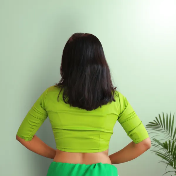 Green_Rozana_Pure_Cotton_Short_Sleeve_Blouse