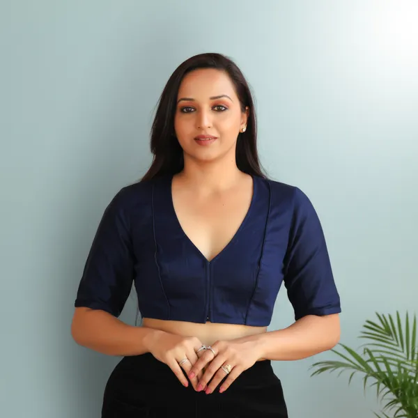 Blue_Rozana_Pure_Cotton_Short_Sleeve_Blouse