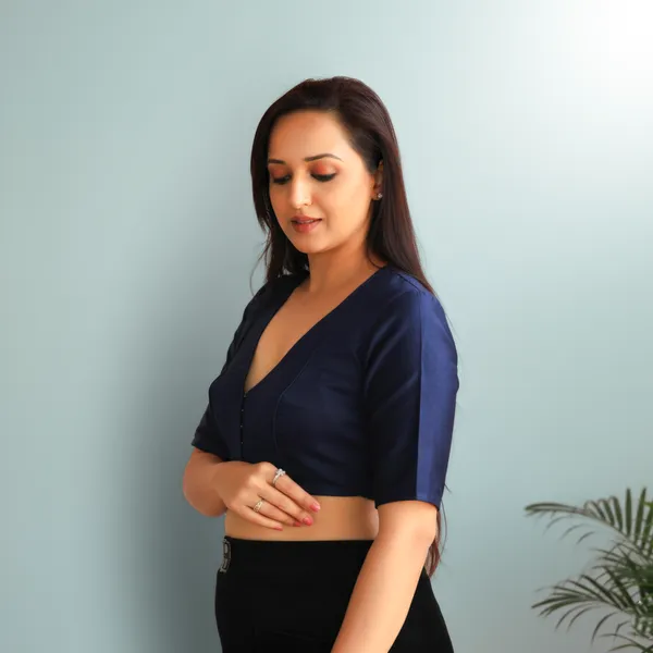 Blue_Rozana_Pure_Cotton_Short_Sleeve_Blouse