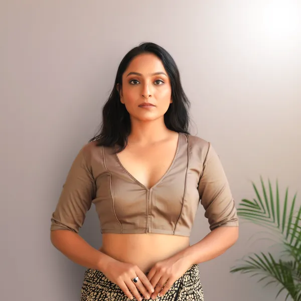 Coffee_Rozana_Pure_Cotton_Short_Sleeve_Blouse