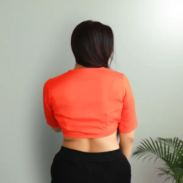 Orange_Rozana_Pure_Cotton_Short_Sleeve_Blouse