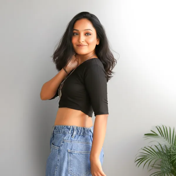 Black_Rozana_Pure_Cotton_Short_Sleeve_Blouse
