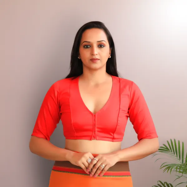 Red_Rozana_Pure_Cotton_Short_Sleeve_Blouse