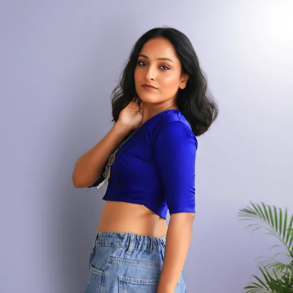 Indigo_Rozana_Pure_Cotton_Short_Sleeve_Blouse