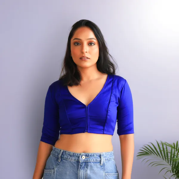Indigo_Rozana_Pure_Cotton_Short_Sleeve_Blouse