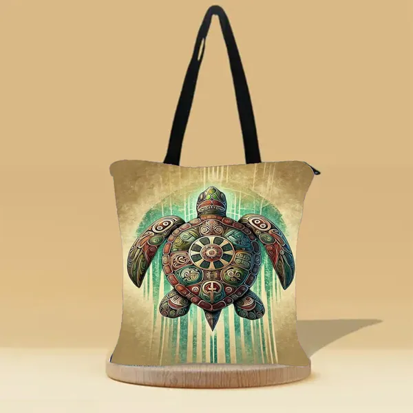 Turtle_Canvas_Zipper_Tote_Bag