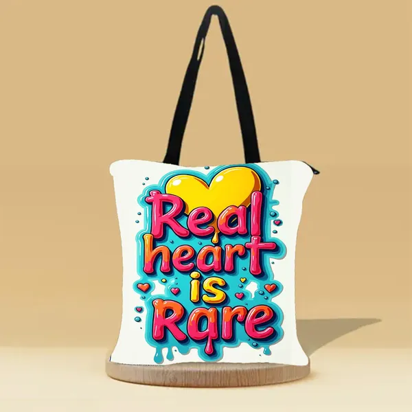 Real_Heart_is_Rare_Canvas_Zipper_Tote_Bag