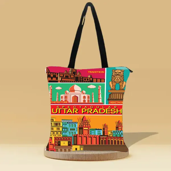 Incredible_Uttar_Pradesh_Canvas_Zipper_Tote_Bag