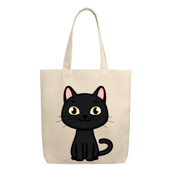 Cute_Cat_White_Canvas_Zipper_Tote_Bag