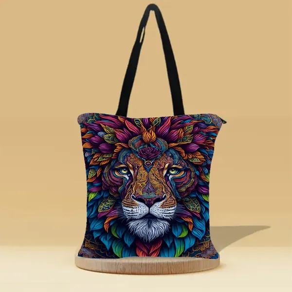 The_Devil_Lion_Canvas_Zipper_Tote_Bag
