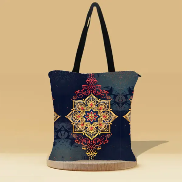Mandala_canvas_Zipper_Tote_Bag