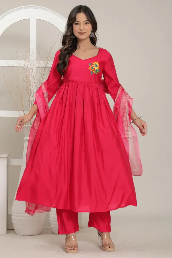 Elegant_Floral_Printed_Cotton_Anarkali_Suit_Set_With_Dupatta_For_Women_&_Girls