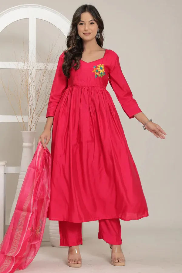 Elegant_Floral_Printed_Cotton_Anarkali_Suit_Set_With_Dupatta_For_Women_&_Girls
