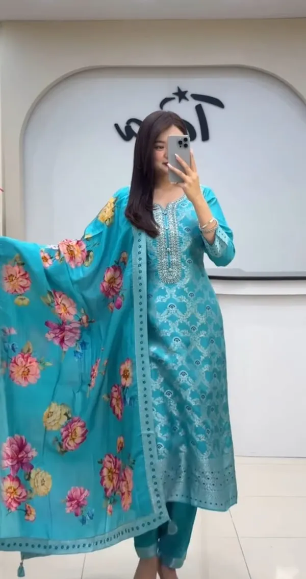 Elegant_Turquoise_Embroidered_Chanderi_Suit_Set_For_Women_&_Girls