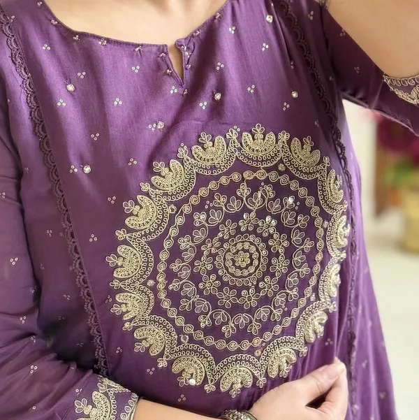 Purple_Embroidered_Cotton_Suit_Set_For_Women_&_Girls