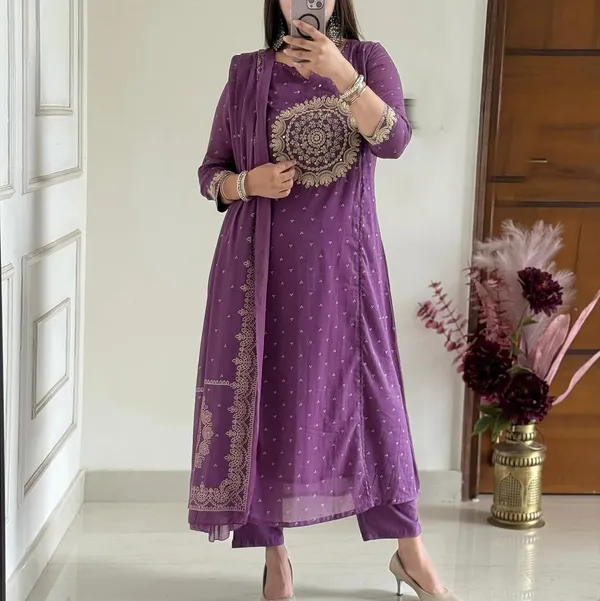 Purple_Embroidered_Cotton_Suit_Set_For_Women_&_Girls
