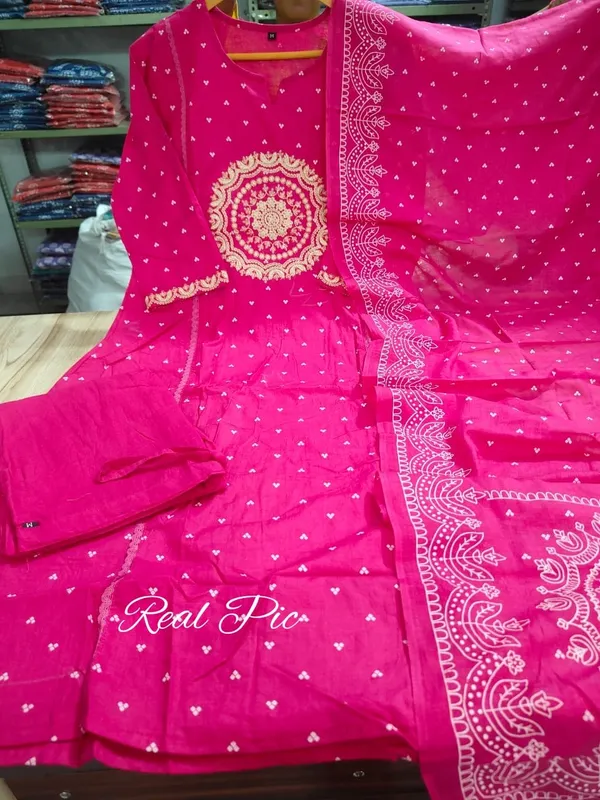 Rani_Pink_Embroidered_Cotton_Suit_Set_For_Women_&_Girls