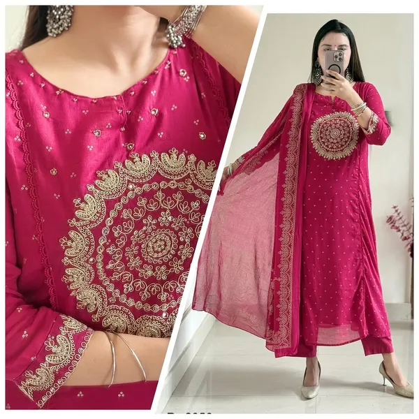 Rani_Pink_Embroidered_Cotton_Suit_Set_For_Women_&_Girls