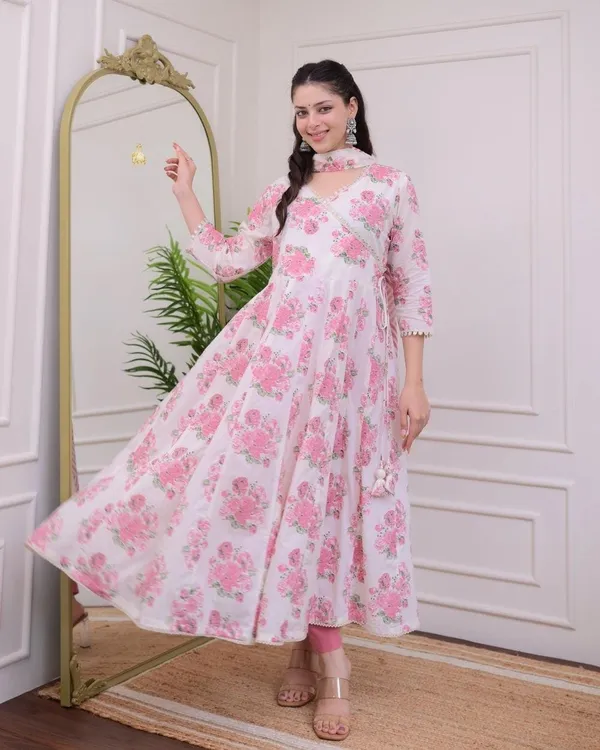 Pink_Floral_Anarkali_Kurta_Set_With_Dupatta_For_Women_&_Girls