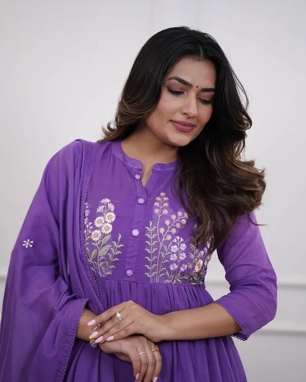 Elegant_Purple_Cotton_Anarkali_Kurta_Set_With_Dupatta_For_Women_&_Girls