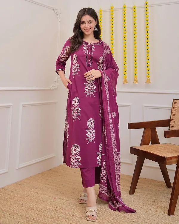 Plum_Embroidered_Kurta_Set_With_Dupatta_For_Women_&_Girls