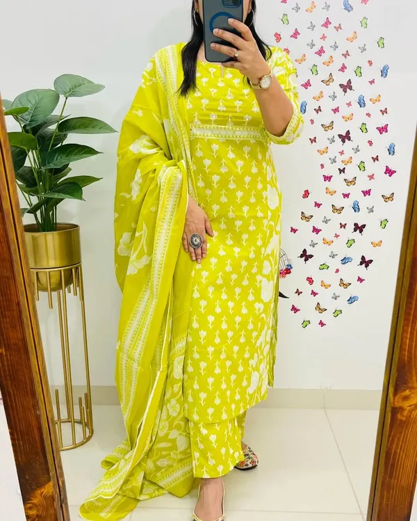 Lemon_Yellow_Cotton_Printed_Kurta_Set_With_Dupatta_For_Women_&_Girls