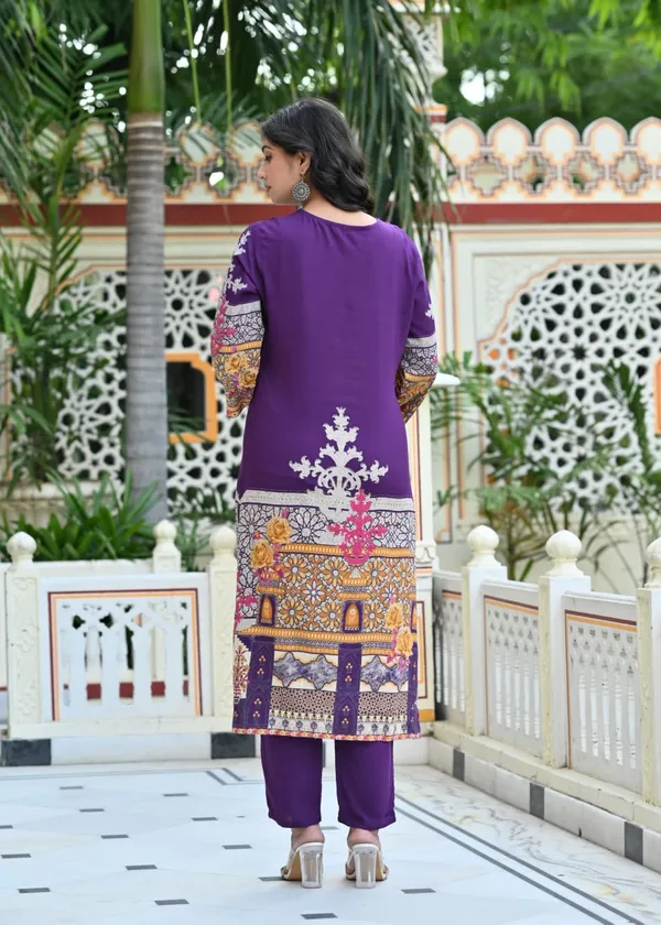 Royal_Purple_Printed_Rayon_Suit_Set_For_Women_&_Girls