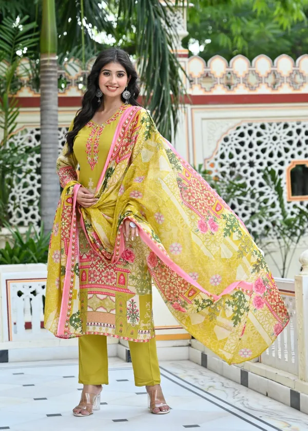 Sunny_Yellow_Printed_Rayon_Suit_Set_For_Women_&_Girls