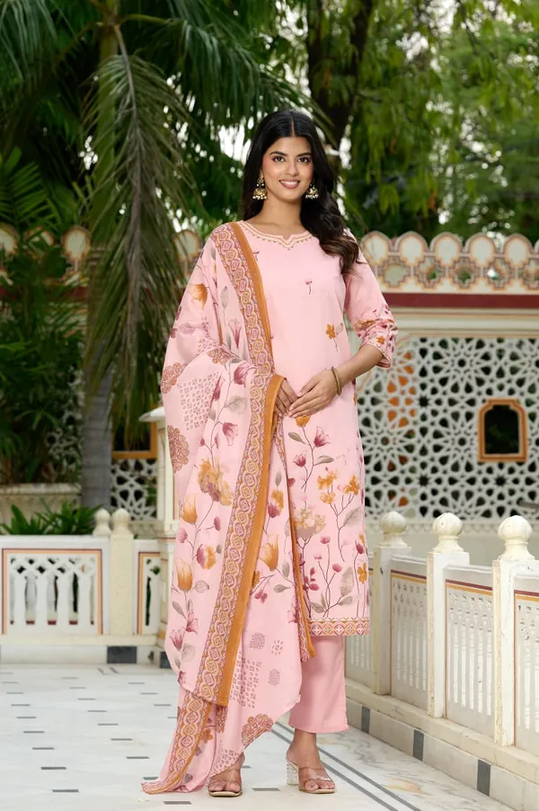 Blush_Pink_Floral_Printed_Cotton_Suit_Set_For_Women_&_Girls