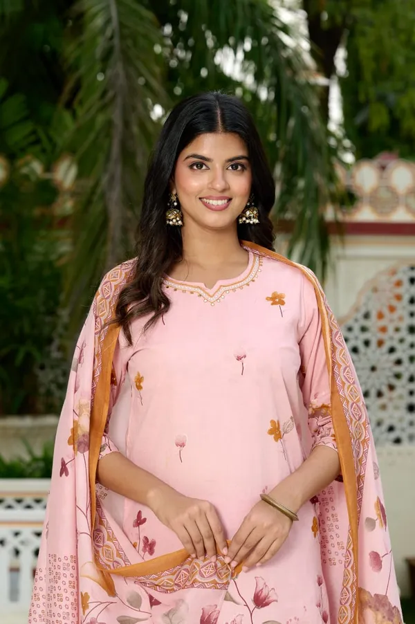 Blush_Pink_Floral_Printed_Cotton_Suit_Set_For_Women_&_Girls