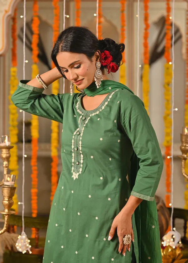 Emerald_Green_Embroidered_Cotton_Suit_Set_With_Dupatta