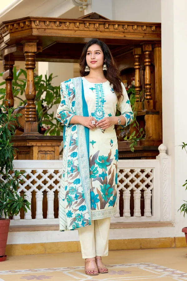 Aqua_Blue_Cream_Floral_Printed_Cotton_Suit_Set_With_Dupatta