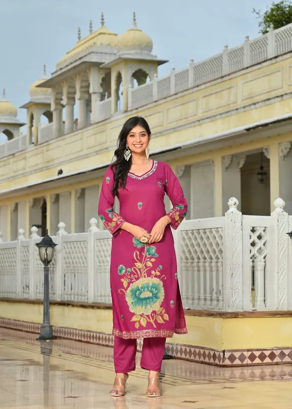 Magenta_Floral_Printed_Cotton_Suit_Set_With_Dupatta