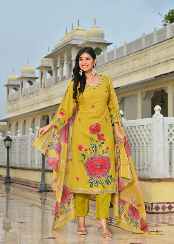 Mustard_Yellow_Floral_Printed_Cotton_Suit_Set_With_Dupatta_1
