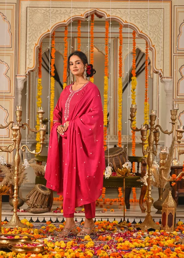Rani_Pink_Embroidered_Cotton_Suit_Set_With_Dupatta