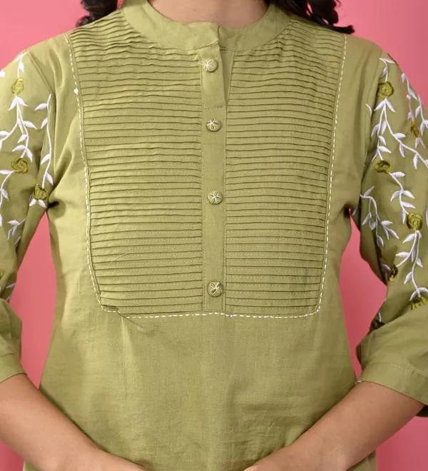 Olive_Green_Embroidered_Cotton_Kurta_Set