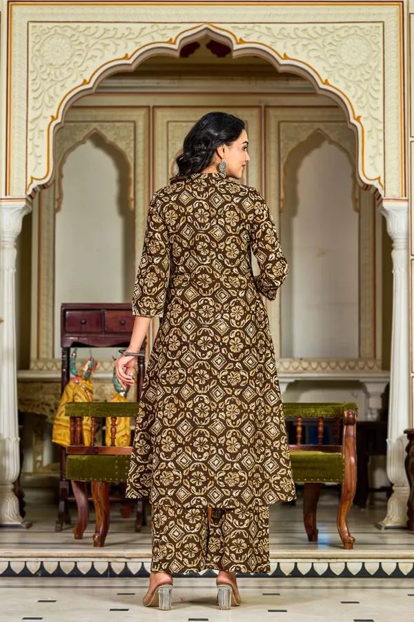 Brown_Handblock_Printed_Cotton_Kurta_Set