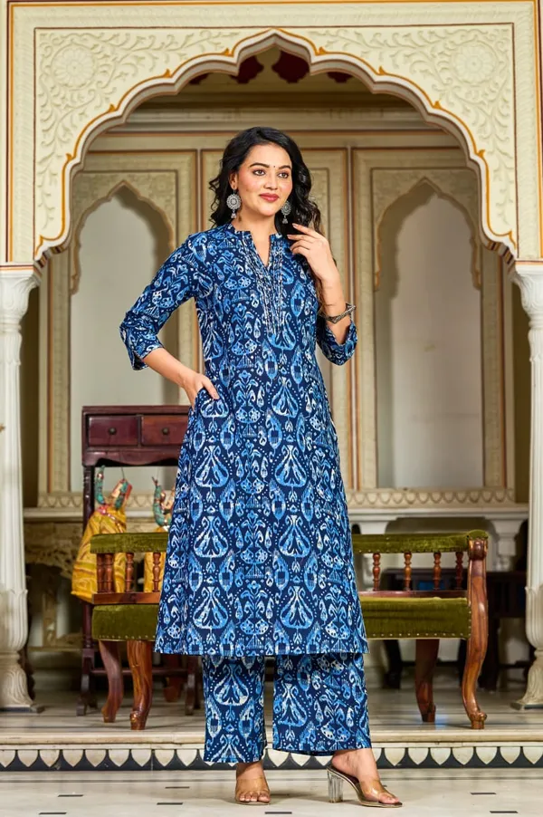 Indigo_Blue_Handblock_Printed_Cotton_Kurta_Set
