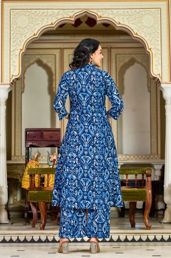 Indigo_Blue_Handblock_Printed_Cotton_Kurta_Set