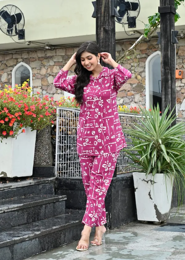 Magenta_Printed_Cotton_Co_Ord_Set