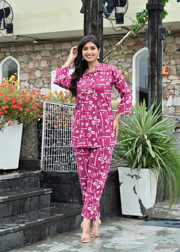 Magenta_Printed_Cotton_Co_Ord_Set